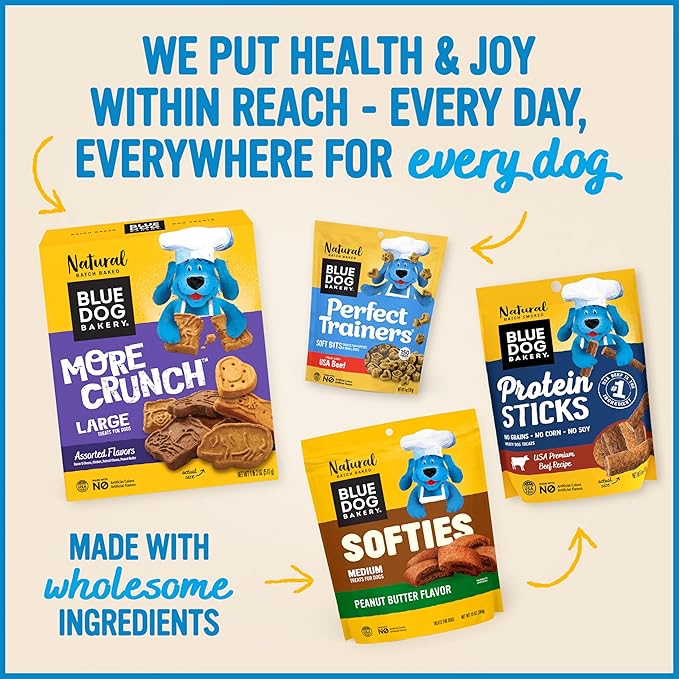 Blue Dog Bakery MarrowBakes Snacks | Small, Crunchy Beef Flavor Treat | Natural Healthy Dog Treats, 12 oz (Pack of 6)