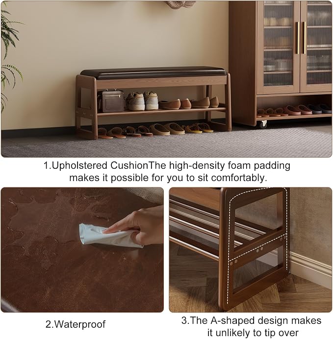 AQIMUELE Shoe Rack Bench, 2 Tiers Shoe Bench