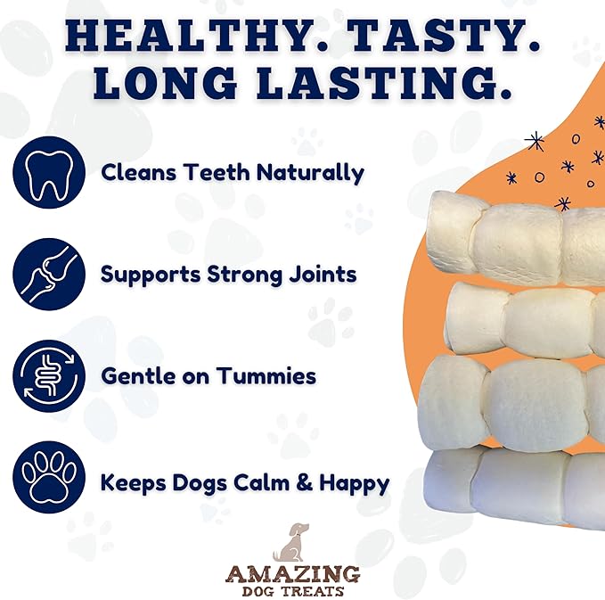 Amazing Dog Treats - Beef Cheek Rolls (10 Inch Regular - 30 Pcs) - Safe Rawhide Alternative Dog Chew - Great for Power Chewers - Long Lasting Dog Chew - Retriever Rolls