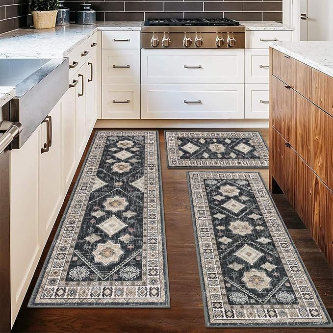 HEBE Boho Kitchen Rug Sets 3 Piece