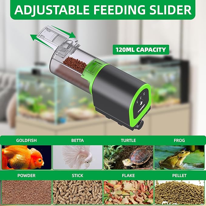 FREESEA Automatic Fish Feeder for Aquarium: Small USB Rechargeable Vacation Auto Fish Food Dispenser with Timer for Small Tank Betta Turtle