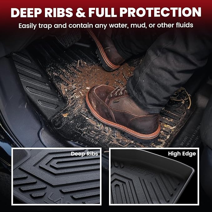 LASFIT Floor Mats & Cargo Mat for Nissan Pathfinder 2025 2024 2023 2022 Fit 7/8-Seater, All Weather TPE Custom Fit Durable Floor Liners for Pathfinder SV/SL/Platinum Car Mats & Trunk Mats, Black