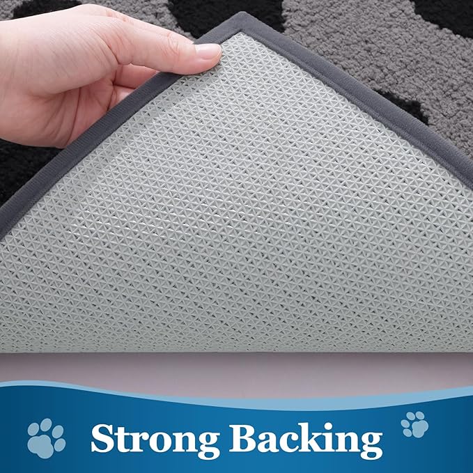 Buganda Dog Door Mat for Muddy Paws, Absorbent Dirt Trapper Washable Indoor Doormats, Non Slip Low-Profile Mud Mat for Dogs, Front Entrance Doormat for Inside Floor (59x35 Inches, Grey)