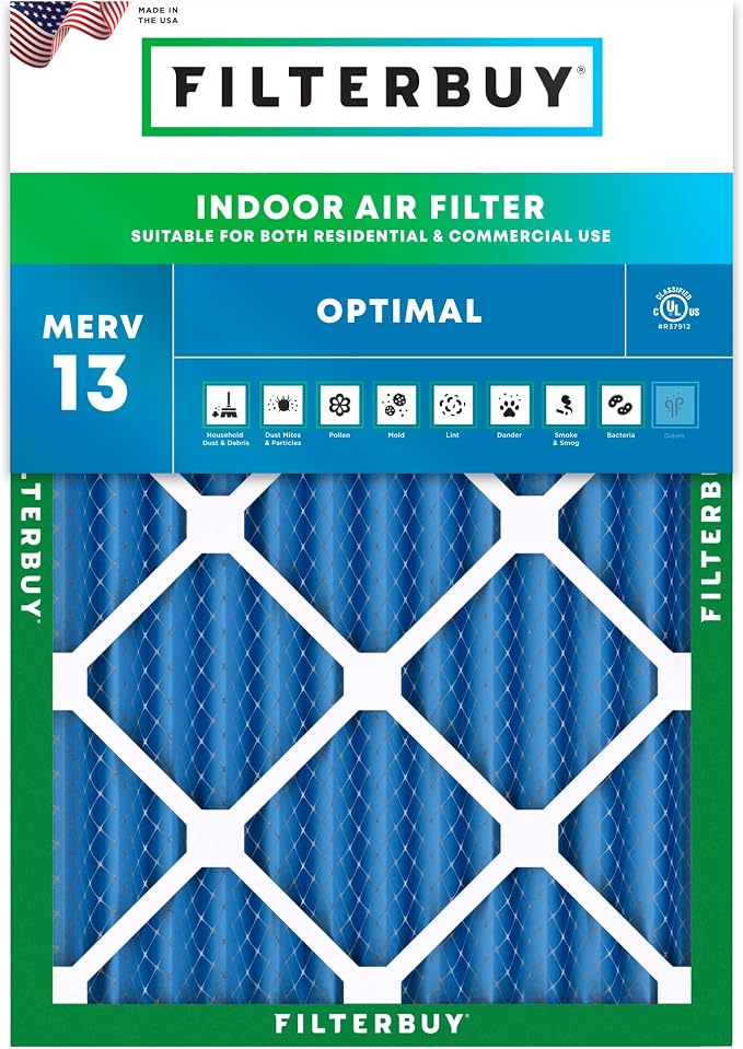 Filterbuy 10x14x2 Air Filter MERV 13 Optimal Smoke & Allergy Defense,