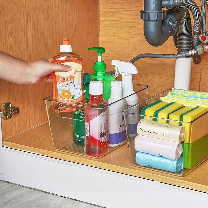 Vtopmart Clear Plastic Pantry Organizer Bins, Countertops, Freezer Organization