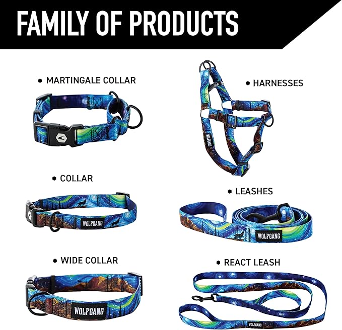 Wolfgang Heavy Duty Adjustable Dog Harness, Pull-Tested for Walking & Training, StarryWolf Print, X-Large
