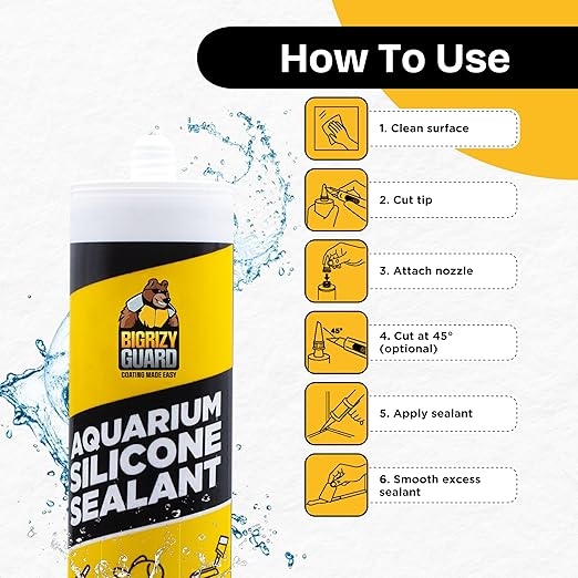 Aquarium Silicone Sealant Clear 2x10.14 Fl oz Cartridge - Aquarium Safe Silicone for Fish & Plants, 100% Waterproof, Non-Toxic, Solvent Free, Strong Bond, Fast Cure, Transparent (2 Pack)