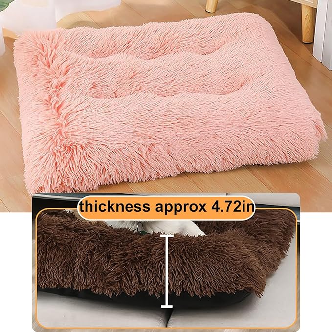 Dog Crate Mat, Dog Bed for Large Dogs, Comfy Fluffy Kennel Pad Anti-Slip for Dog beds & Furniture, Quilted Dog Bed for Pets for Medium/Small Dogs Cats (Color : Pink 2, Size : 16.9x11)
