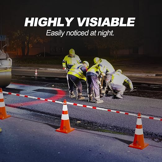 RoadHero 10 Pack 4 FT to 6.9 FT Retractable Cone Bar, Expandable Traffic Cone Bars for Parking Lots, Extendable Barricade for Road Construction, White and Red, Cone Not Included