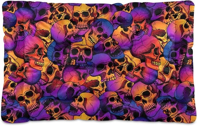 Purple Skull Pet Bed Cute Dog Bed Mat Absorbing Non Slip Pad Pet Sleeping Mat for Small, Medium, and Large Dogs Puppy Cat 24 in x 18 in