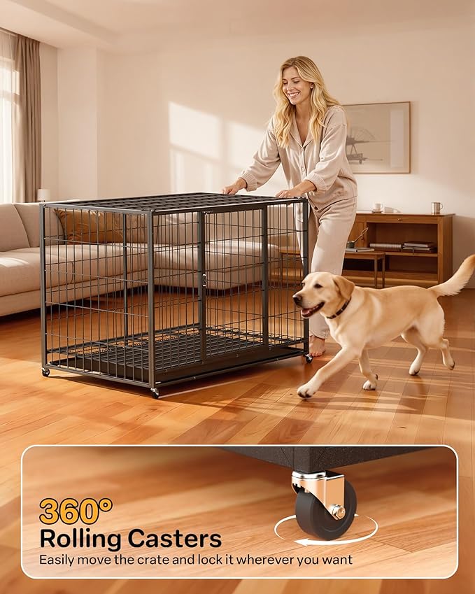 38 Inch Dog Crates for Meidum Small Dogs,Metal Wire Cages Dog Kennels Pet Cage with Double-Door,Removable Tray,for Small Medium Dogs