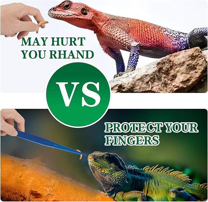 4-Pack Reptile Feeding Tongs Set - Hygienic Anti-Slip Blue Tweezers for Bearded Dragons, Lizards, Snakes, Aquariums & Small Animals