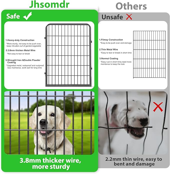 Decorative Garden Fence with Gate, 40 in(H) x 32 ft(L) Rustproof Metal Fence Panels No Dig Fence with Full Panel Gate, Dog Fence Outdoor for Yard, Animal Barrier Garden Fencing for Yard