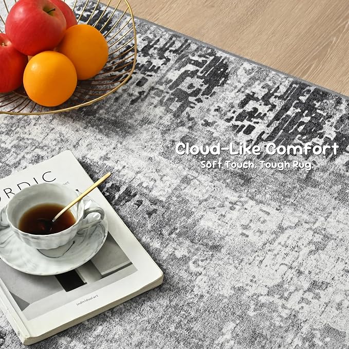 2x5 Grey Rug Runners for Hallways Kitchen Runner Rug Non Slip Washable Black