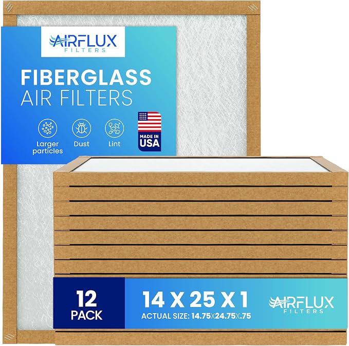 Fiberglass Air Filter -14x25x1Air Filter 12 Pack