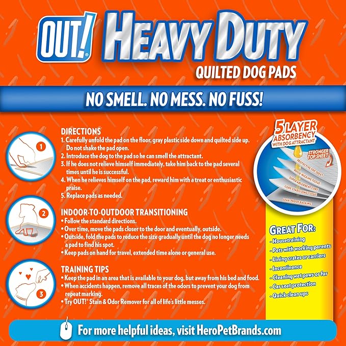 OUT! XXL Heavy Duty Dog Training Pads | Leak Proof | 26"x30" | 30 Count, Pack of 4