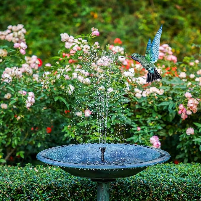 AISITIN Solar Fountain Pump 2.5W, 6.7" Solar Powered Water Fountain for Bird Bath, Solar Pump with 6 Nozzles for Garden, Ponds, Pool, Fish Tank, Outdoor and Aquarium, 2 Pack