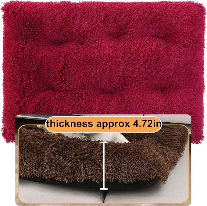 Dog Crate Mat, Dog Bed for Large Dogs, Comfy Fluffy Kennel Pad Anti-Slip for Dog beds & Furniture, Quilted Dog Bed for Pets for Medium/Small Dogs Cats (Color : Red, Size : 48x33)
