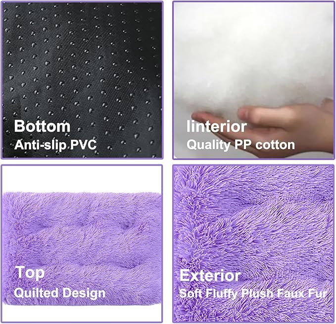 Dog Crate Mat, Dog Bed for Large Dogs, Comfy Fluffy Kennel Pad Anti-Slip for Dog beds & Furniture, Quilted Dog Bed for Pets for Medium/Small Dogs Cats (Color : Purple, Size : 20x14.9)