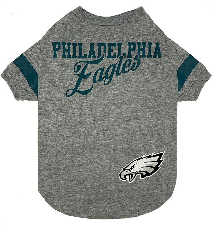 NFL Philadelphia Eagles T-Shirt for Dogs & Cats, Small. Football Dog Shirt for NFL Team Fans. New & Updated Fashionable Stripe Design, Durable & Cute Sports PET TEE Outfit