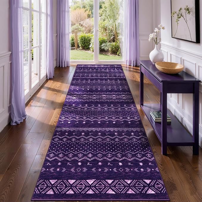 SERISSA Hallway Runner Rug, Soft Low-Pile Geometric Indoor Long Carpet