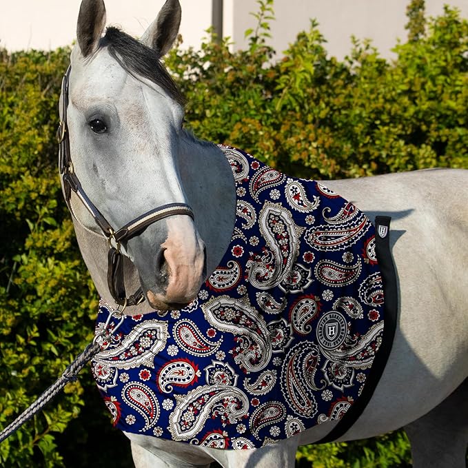 Harrison Howard Heat-Insulating Breathable Stretchy Shoulder Guard Anti Rub Bib for Horse Paisley L