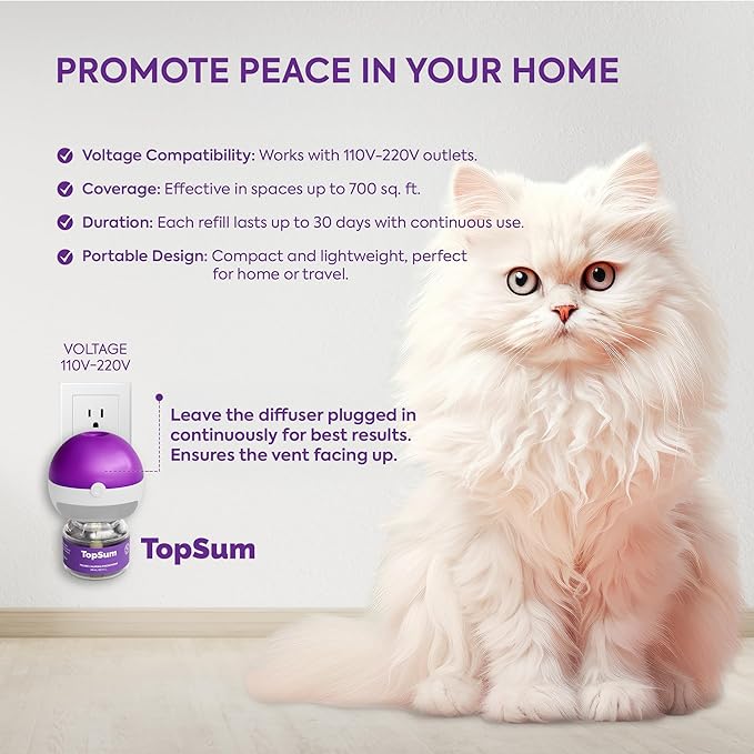 Cat Pheromones Calming Diffuser: Premium Pheromone Diffuser for Cats - Cat Pheromones Diffuser - Cat Calming Diffuser - Cat Calming Pheromone Diffuser, 2 Pack (Purple)
