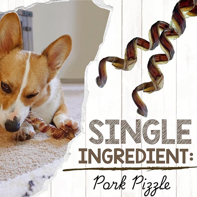 Nature Gnaws Pork Bully Stick Springs for Dogs 7-8" (12 Count) - Long Lasting for Small and Medium Dogs - Natural Bacon Dog Chew Treats - Rawhide Free