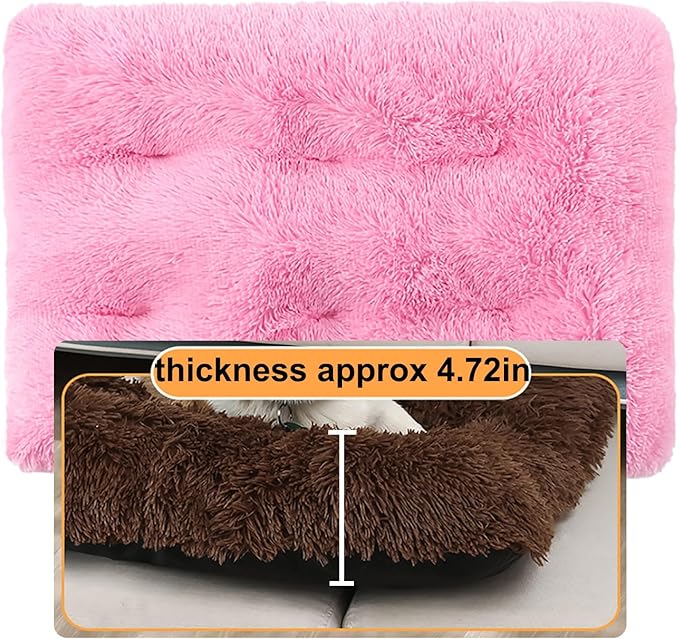 Dog Crate Mat, Dog Bed for Large Dogs, Comfy Fluffy Kennel Pad Anti-Slip for Dog beds & Furniture, Quilted Dog Bed for Pets for Medium/Small Dogs Cats (Color : Pink 3, Size : 20x14.9)