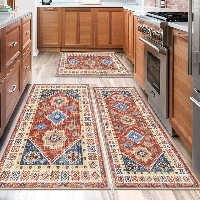 HEBE Boho Kitchen Rug Sets 3 Piece