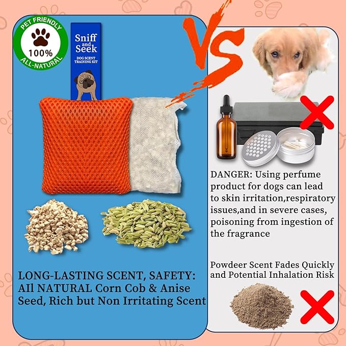 Dog Scent Training kit, Brain Games, Hide and Seek Toys - Fun Nose Work Games, Sniff and Seek Sniffing Toys, Dog Nosework Kit, Scent Work Kit for All Ages Dog (Orange)