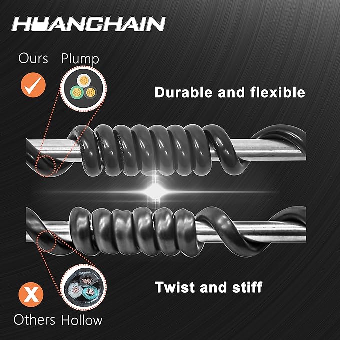 HUANCHAIN 16/3 Gauge 300 ft Black Outdoor Extension Cord Waterproof with Lighted end, Flexible Cold-Resistant 3 Prong Long Extension Cord Outside, 10A 1250W 16AWG SJTW, ETL