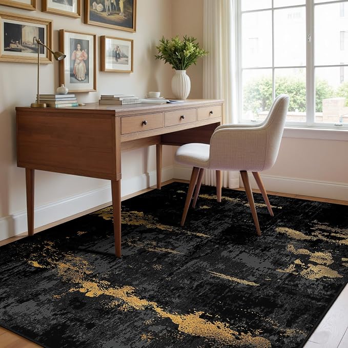 RELEANY Washable Area Rugs 4x5 Non-Slip Modern Abstract Soft