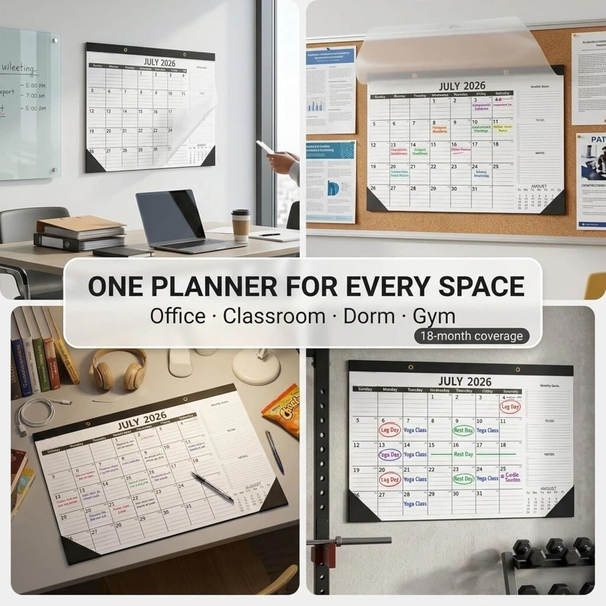 2-Pack Desk Calendar 2026-2027 - Two 18-Month Large Monthly Calendars (July 2026 - Dec 2027), 17" x 12" Desktop & Wall Calendars with Thick 120g Paper for Home and Office Sync