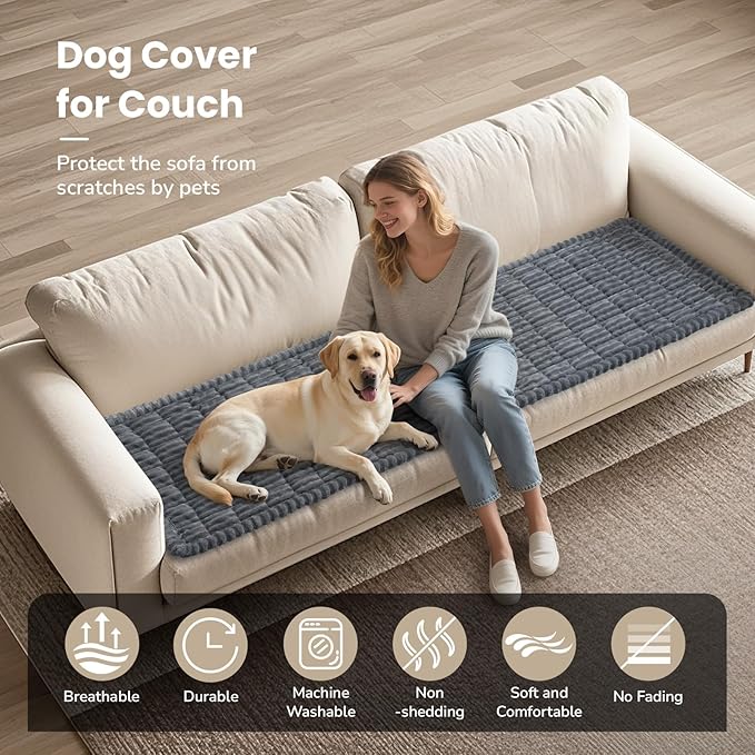 Non Slip Fuzzy Pet Couch Covers for Dog, Washable Couch Cushion Covers for Dogs