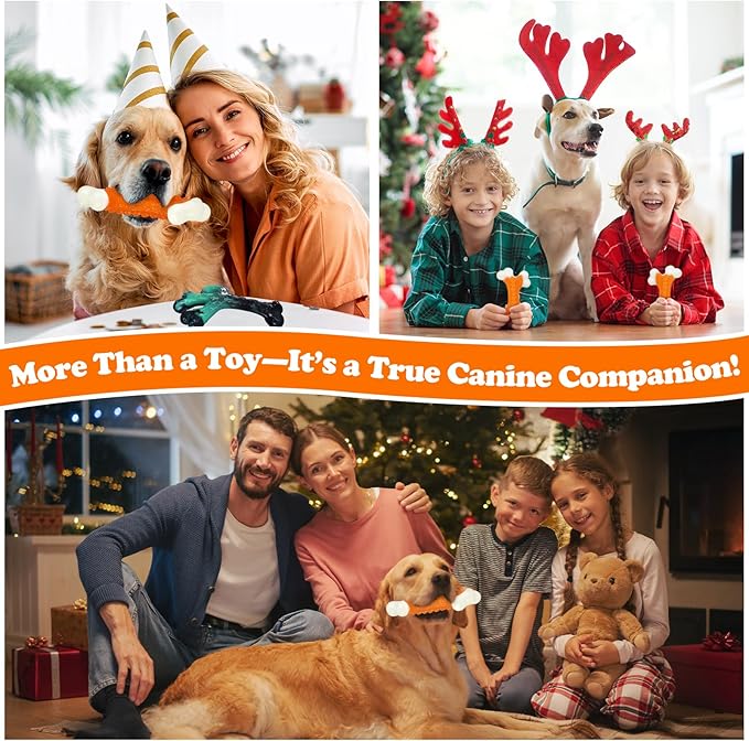 2-Pack Indestructible Dog Toys for Aggressive Chewers: Peanut Butter Flavored Hard Nylon Bone Chew Toys, Tough Dog Chew Toys, Dog Toys to Keep Them Busy for Medium Large Dogs, Orange