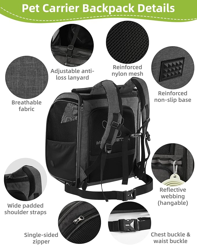 Expandable Cat Carrier Backpacks with Breathable Mesh, Pet Carrier Backpack for Cats Small Dogs Puppies Up to 20 Lbs, Dog Carrier Backpack Great for Travel/Hiking/Camping/Outdoor-Dark Blue