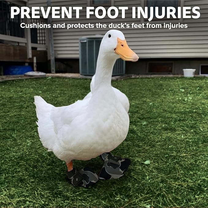 Duck Shoes for Injured Feet – Protective Neoprene Footwear for Ducks, Protective Shoes for Birds with Injured feet, Bumblefoot Relief - Medium, 3.5” Max. Inside Width - Gray Camouflage