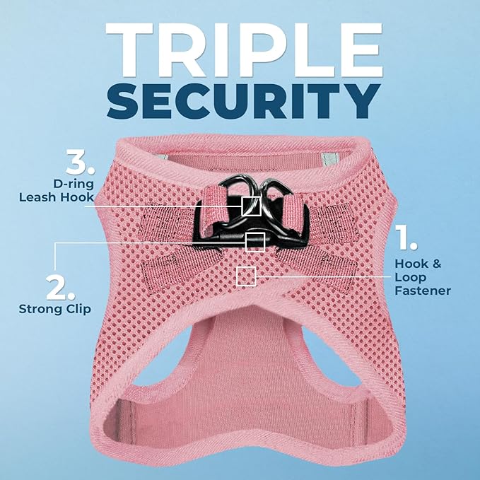 Best Pet Supplies Voyager Step-in Air Harness - All Weather Mesh, Reflective, No Pull Harness for Dogs, Cats - Secure with Hook & Loop Fastener, Buckle, Double D-Rings - Pink, XL