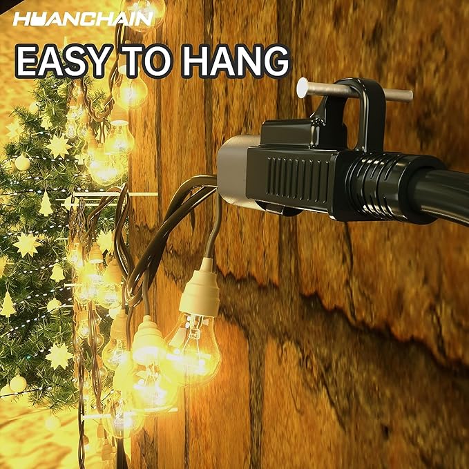 HUANCHAIN Indoor Outdoor Black Extension Cord 50 ft Waterproof, 16/3 Gauge Flexible Resistant Appliance Extension Cord Outside, 13A 1625W 16AWG SJTW, 3 Prong Electric Cable, ETL Listed