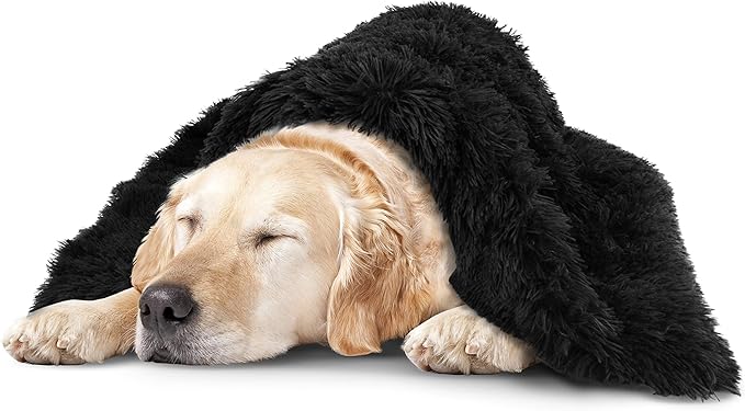 The Dog’s Blanket – Faux Fur Dog Blanket, Black, XL, 38x54