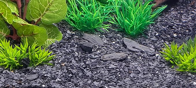 Small World Slate & Stone Aquarium Gravel - Natural Coarse Sand Substrate for Aquascaping Planted, Freshwater and Saltwater Tanks - Gravel Size Approx. 1/32" to 1/8" (6 lbs)