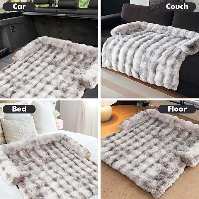 Pet Couch Covers for Sofa, Cat Dog Couch Cover Protector, Dog Bed Mat for Sofa Couch Furniture Protector Cream Square Plaid Cozy Dog Couch Cover