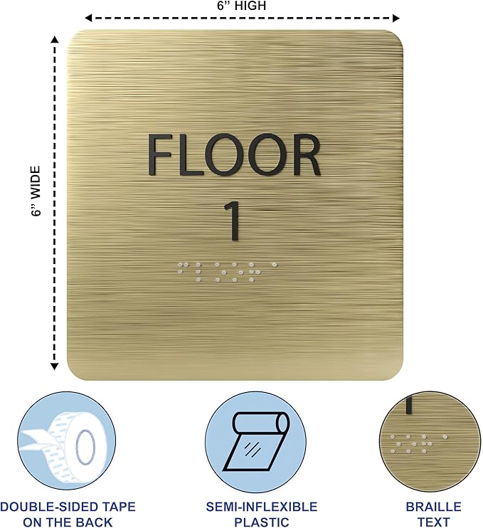 Light Green ADA Floor 1 Sign with Braille – Made from Durable Acrylic and Ready to Mount