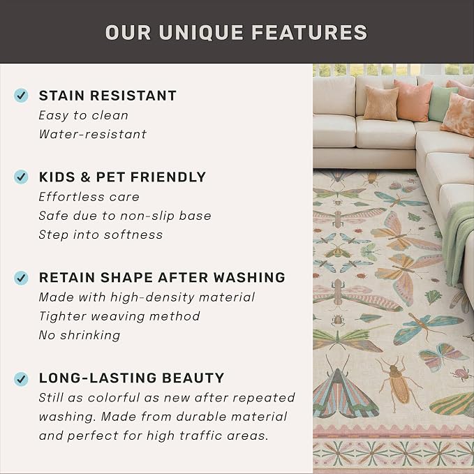 Flower Area Rug for Girls Bedroom