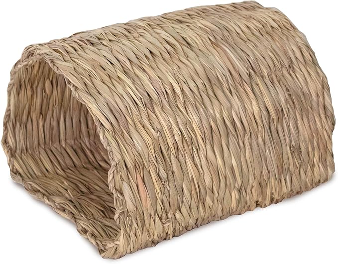 PEMAR Seagrass House Tunnel Hutch – Woven Grass Hideaway & Chewable Tunnel for Small Pets (Rabbit, Guinea Pig, Chinchilla) – Natural Non-Toxic Pet Habitat & Hideout