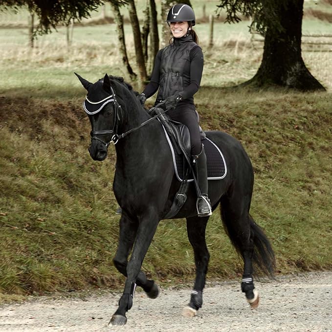HORZE Adepto Open Front Tendon Boots | Durable Shell with Neoprene Lining - Black - Horse