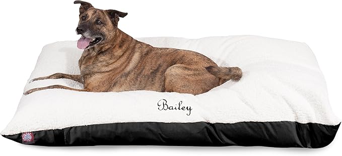Personalized Pet Pillow Dog Bed Custom Embroidered - Removable Pet Bed Cover - Small to Medium Black