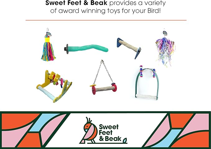 Comfort Grip Safety Perch for Bird Cages - Pedicure Perch for Birds to Keep Nails and Beaks in Top Condition - Safe Easy to Install Bird Cage Accessories - XL 13.5"