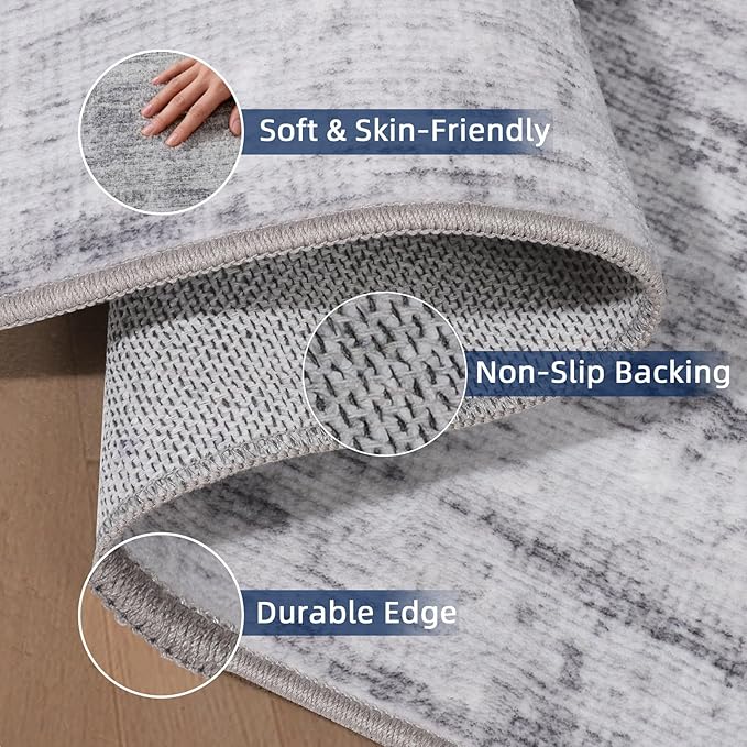 4x6 Rug - Stain Resistant Abstract Washable Rugs, Anti Slip Area Rugs